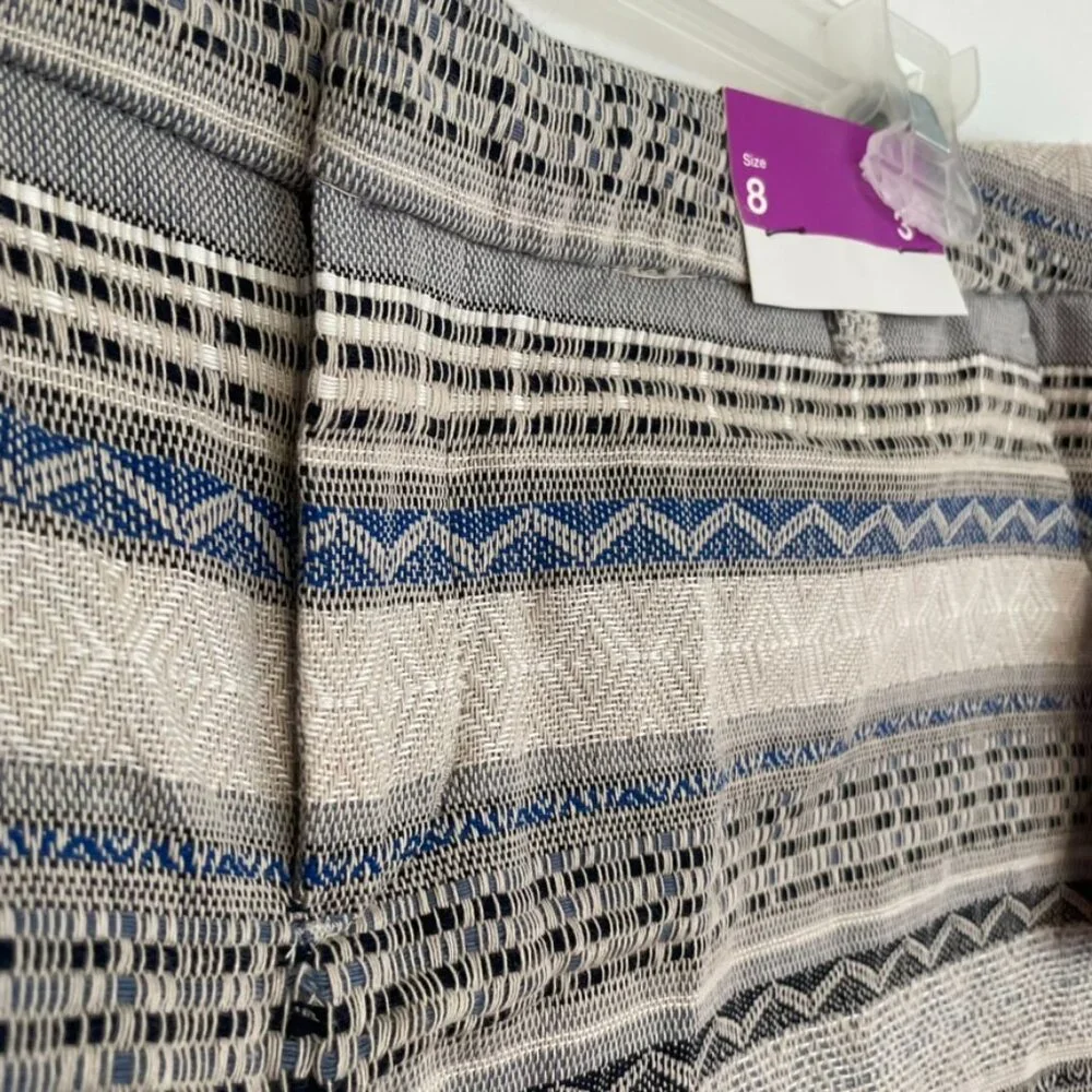 NEW NWT MERONA Aztec Stripe Chino Knit Shorts Cream Beige Tan Tribal Geometric 8
